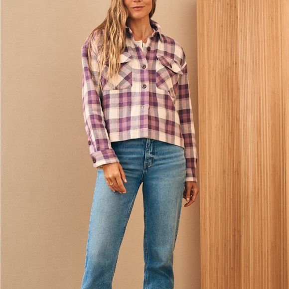 Faherty Surf Flannel Overshirt Hunter Purple Plaid Size XL Soft Cotton Shirt - Picture 3 of 10